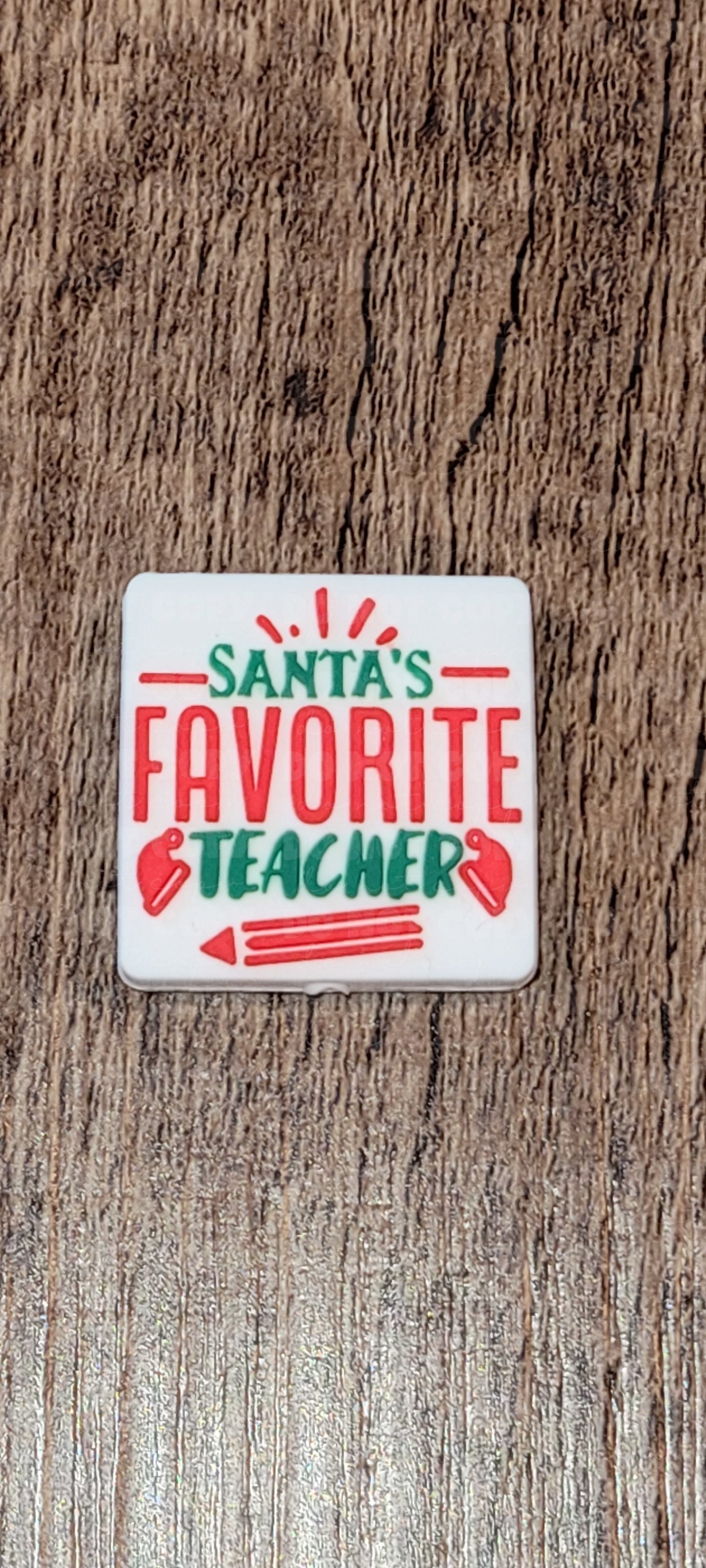 034FB Santas favorite teacher Focal Bead