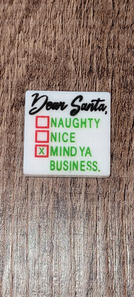 040FB Dear Santa Naughty Nice Mind ya business Focal Bead