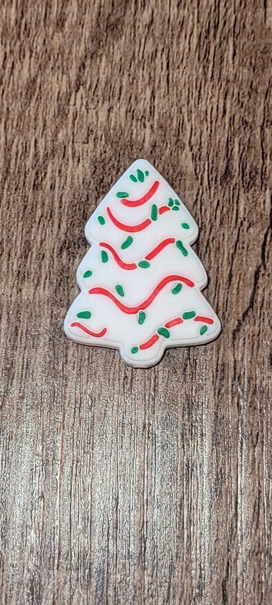 044FB Christmas white tree  Focal Bead