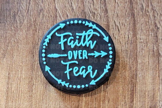 104FB Faith over fear teal Focal Bead