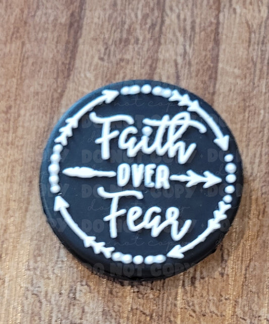 105FB Faith over fear white Focal Bead