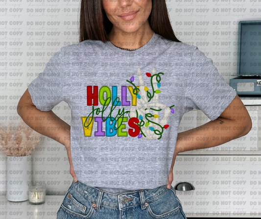 3019 Holly Jolly Vibes Faux embroidery  *DREAM TRANSFER* DTF