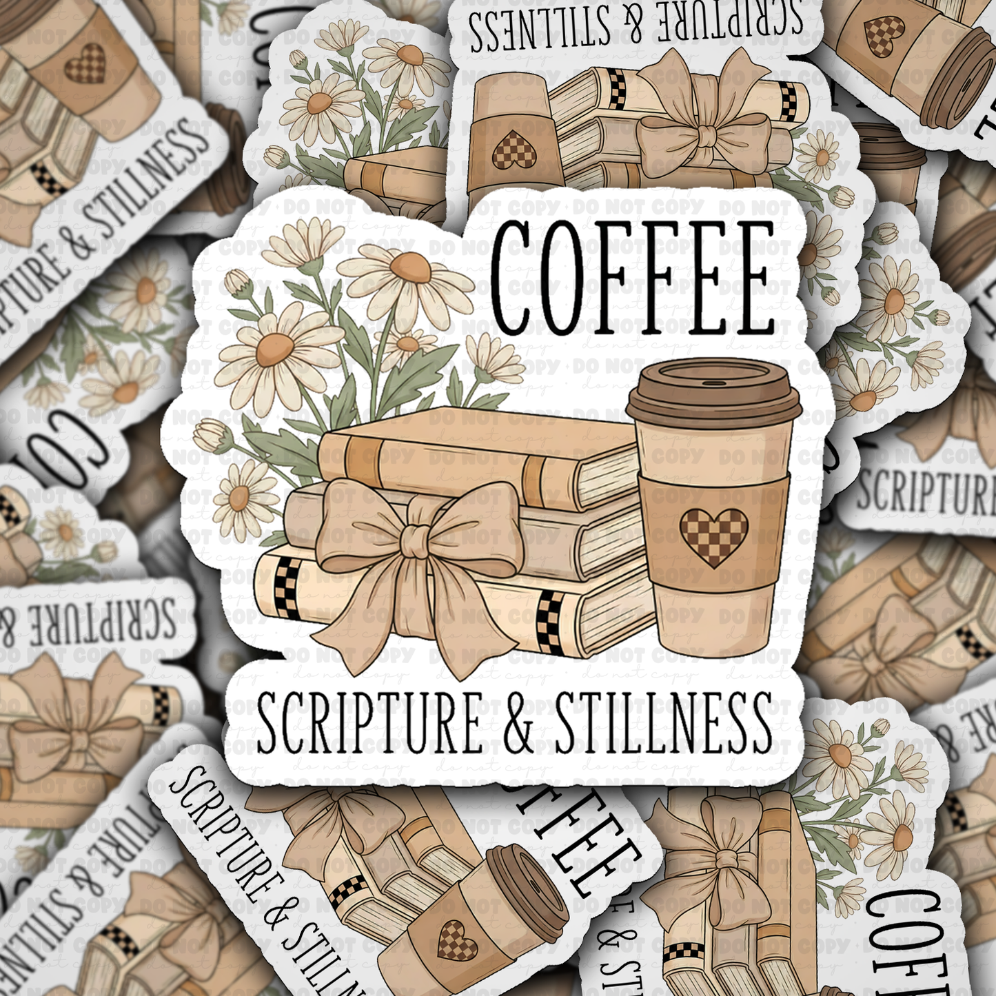 DS - 2665 Coffee scriptures and stillness Die Cut sticker