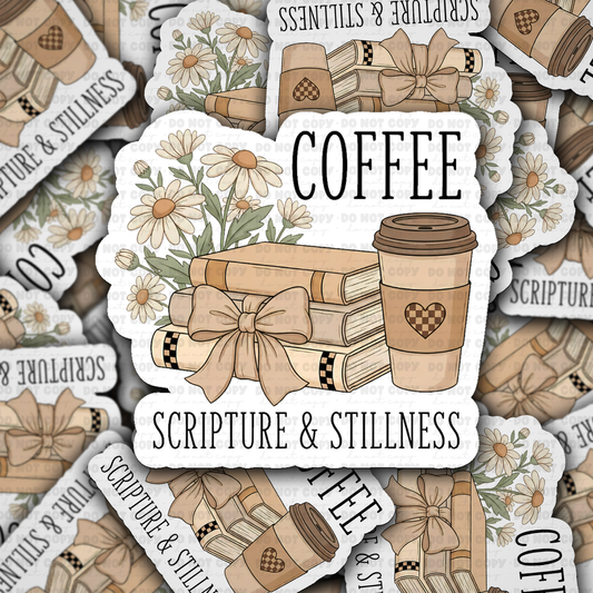 DS - 2665 Coffee scriptures and stillness Die Cut sticker