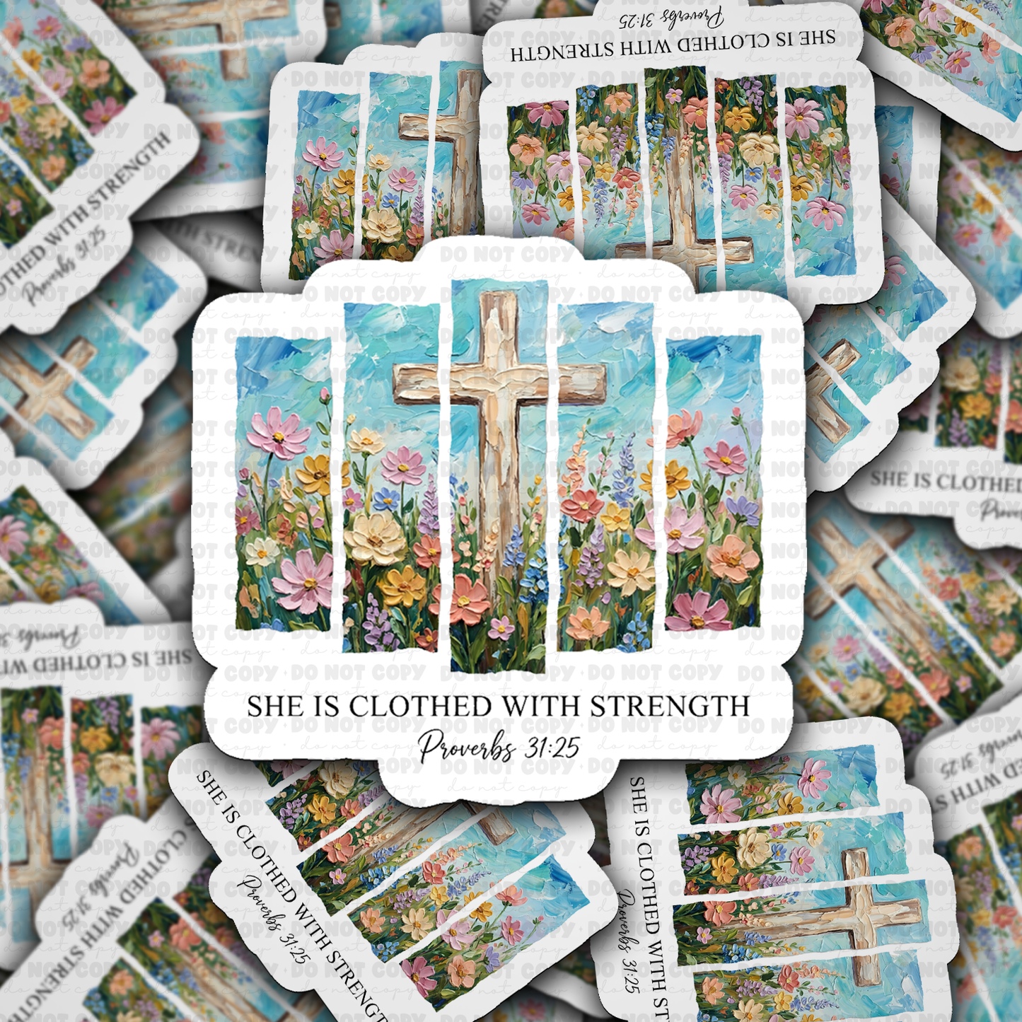DS - 2668 She is clothed with strength Die Cut sticker