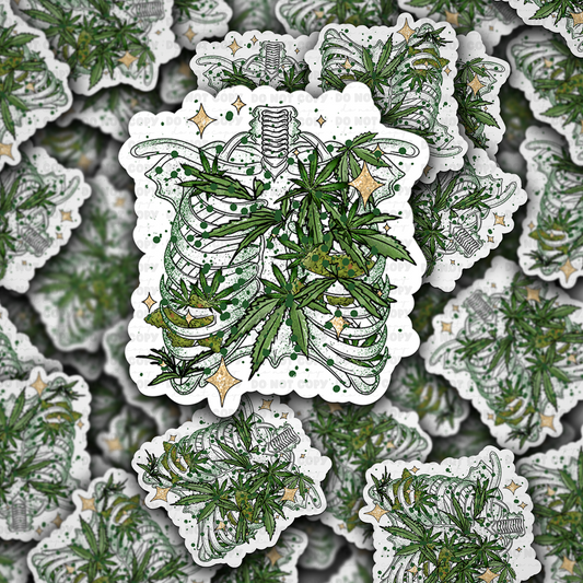 DC 1579 - Skeleton weed lungs rib cage Die Cut Sticker