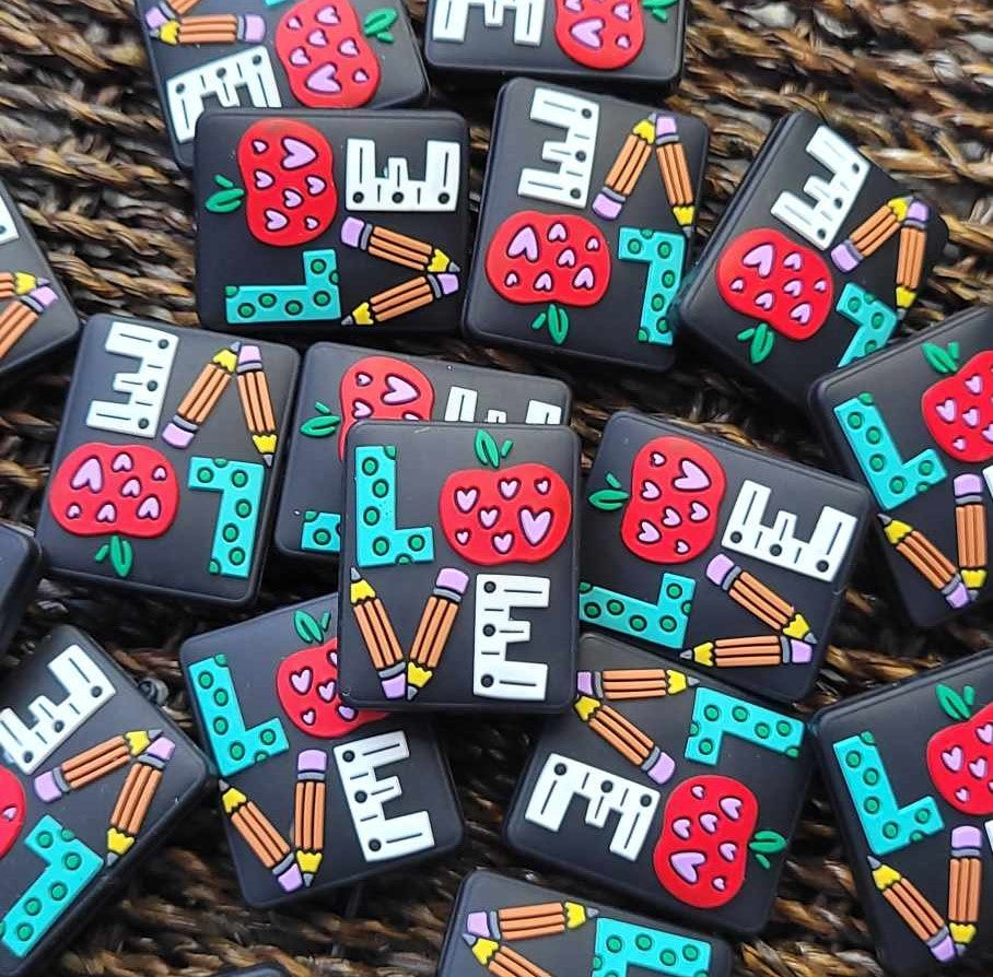 163 FB Love teacher school Focal Bead