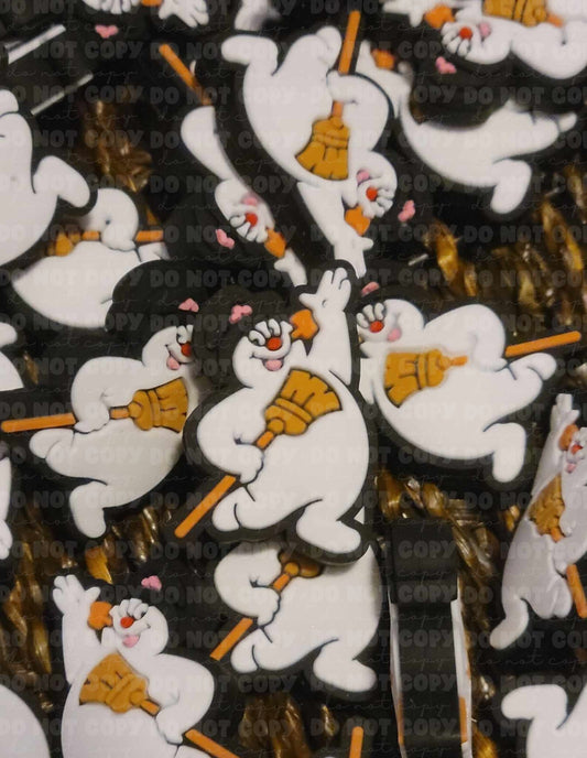 207 FB Christmas snowman with broom Focal Bead