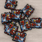 173 FB Blue dog and red pool Christmas Focal Bead