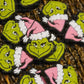 203 FB Christmas green dude with pink hat Focal Bead