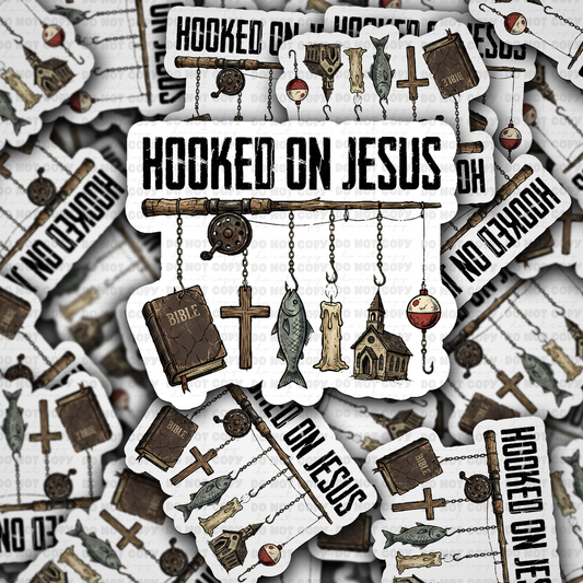 DS - 2669 Hooked on Jesus Die Cut sticker