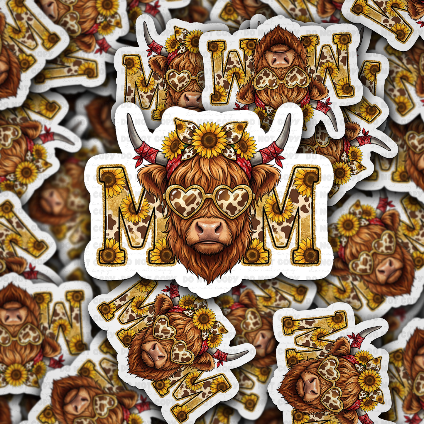 DS - 2671 Mom highland cow Die Cut sticker