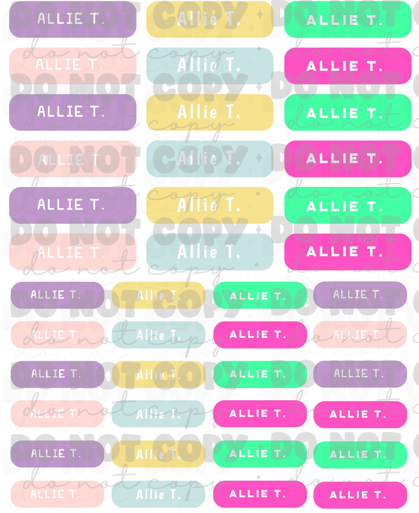 Pastel name label sticker sheet back to school - Custom Personalized sticker sheet