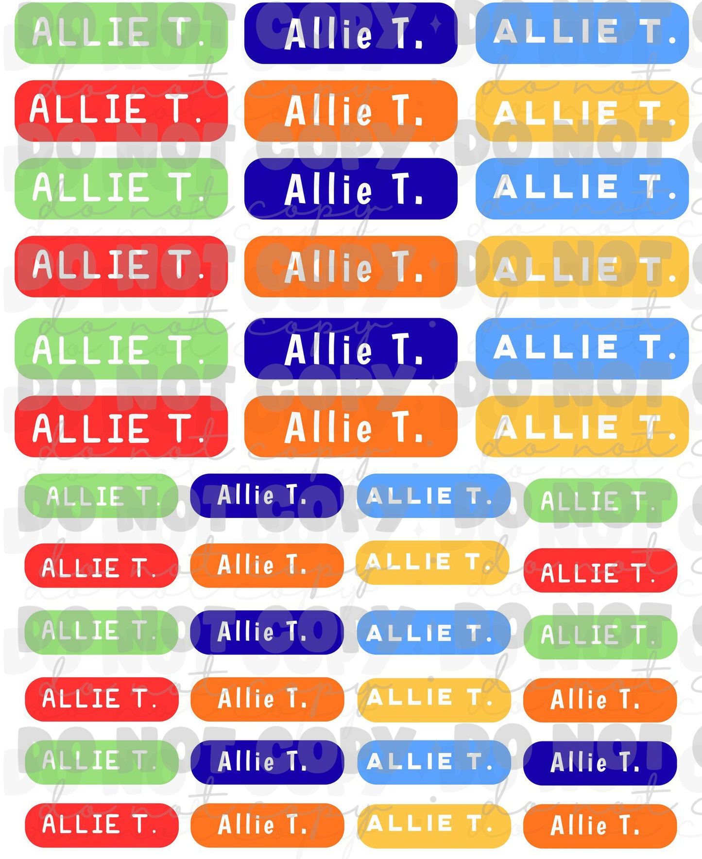 Primary color name label sticker sheet back to school - Custom Personalized sticker sheet