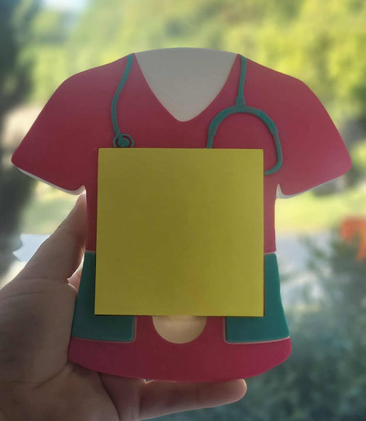 Scrub top sticky note holder