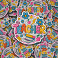 DS - 2545 Teacher with polka dot and flowers Die Cut Sticker