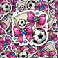 DS - 2675 Soccer with bow Die Cut sticker