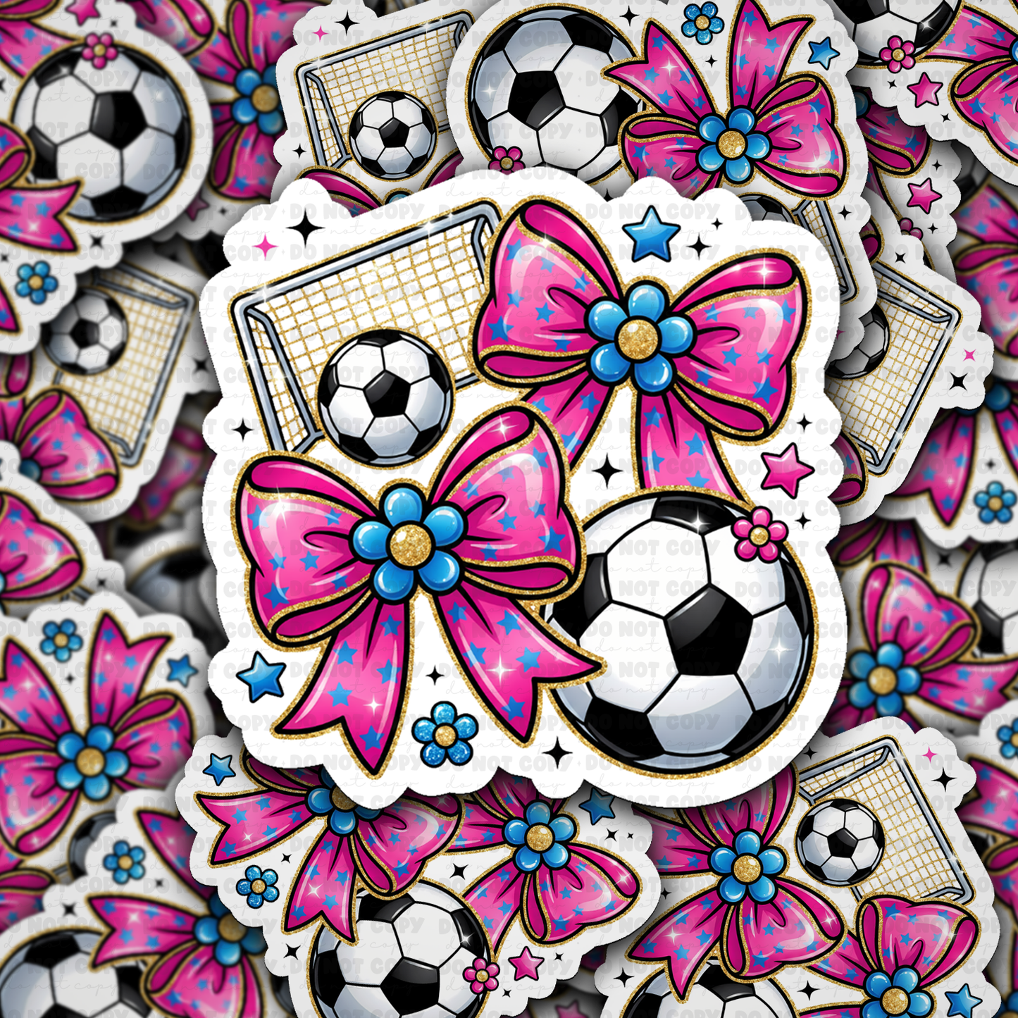 DS - 2675 Soccer with bow Die Cut sticker