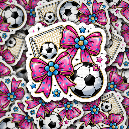 DS - 2675 Soccer with bow Die Cut sticker