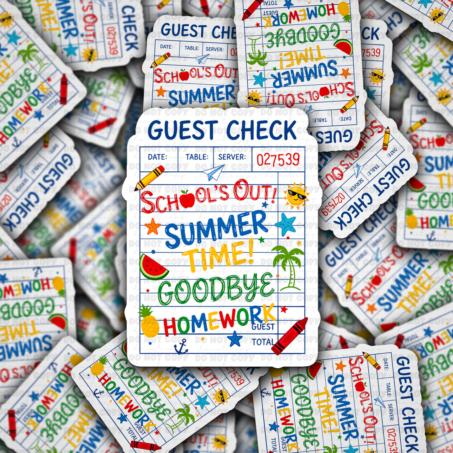 DS 3107 - Guest checklist schools out for the summer Die Cut sticker