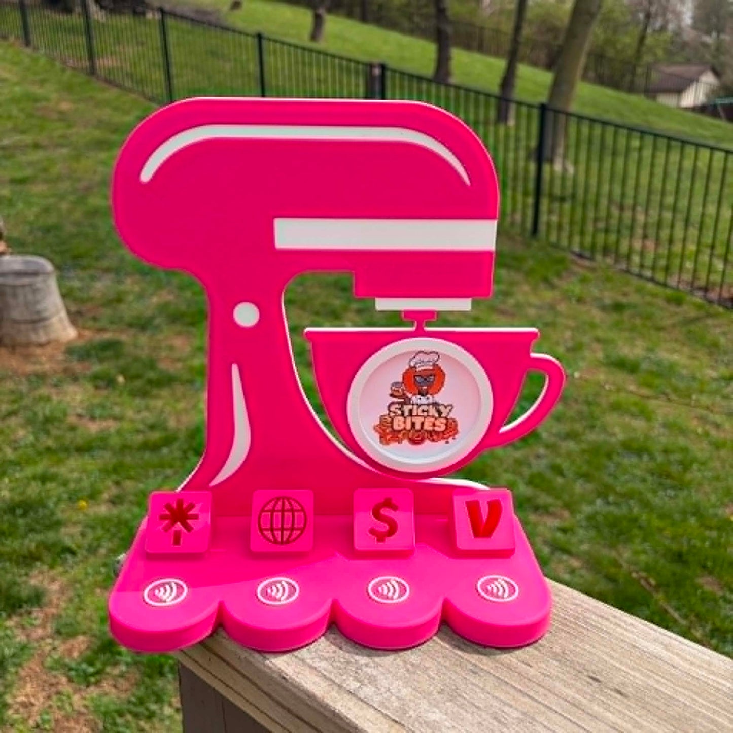 Custom Personalized Mixer Cake Baking Bakery Social Media and Payment Stand - Tap to go to Business Info *Custom to fit your brand*