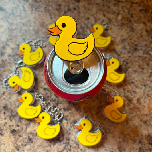 Duck soda can tab opener keychain