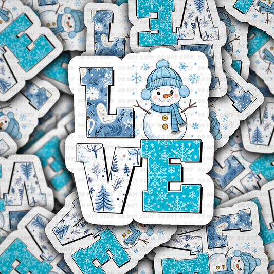 DS 2306 - Love snowman Die Cut Sticker