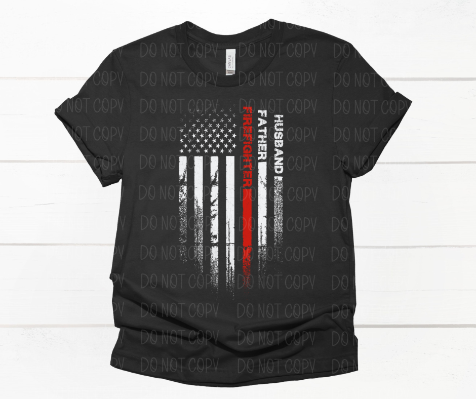 Husband Father Firefighter Red Line Flag *DREAM TRANSFER* DTF