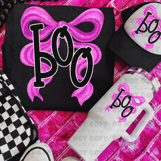 6517 - Boo with pink bow *DTF Transfer