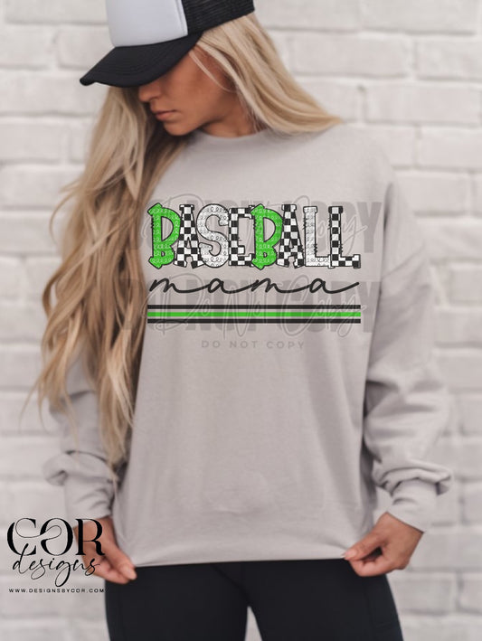 5151 - Baseball Mama green and white *DTF
