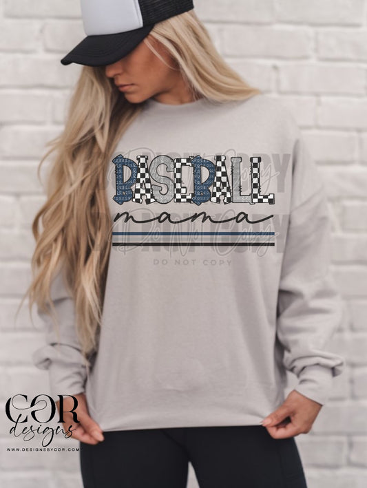 5159 - Baseball Mama Dark Blue and gray *DTF