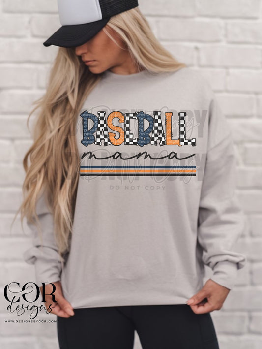 5161 - Baseball Mama Blue and orange *DTF