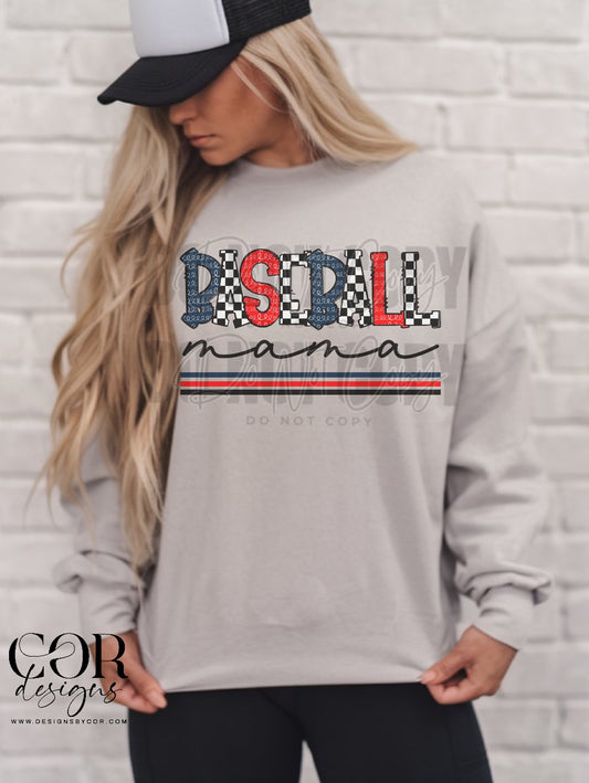 5162 - Baseball Mama Blue and red *DTF