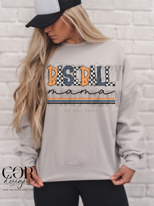 5145 - Baseball Mama Navy and Orange *DTF