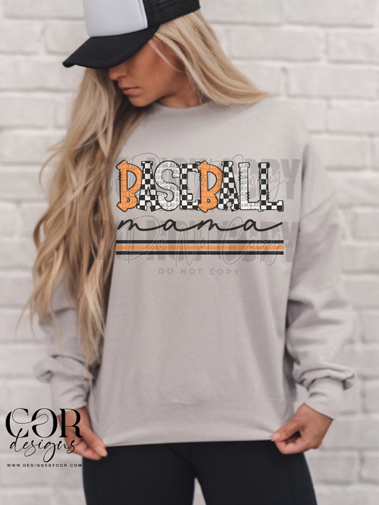 5166 - Baseball Mama Orange and white *DTF