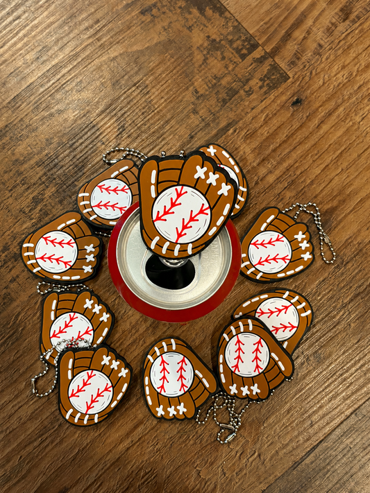 Baseball glove mitt soda can tab opener keychain