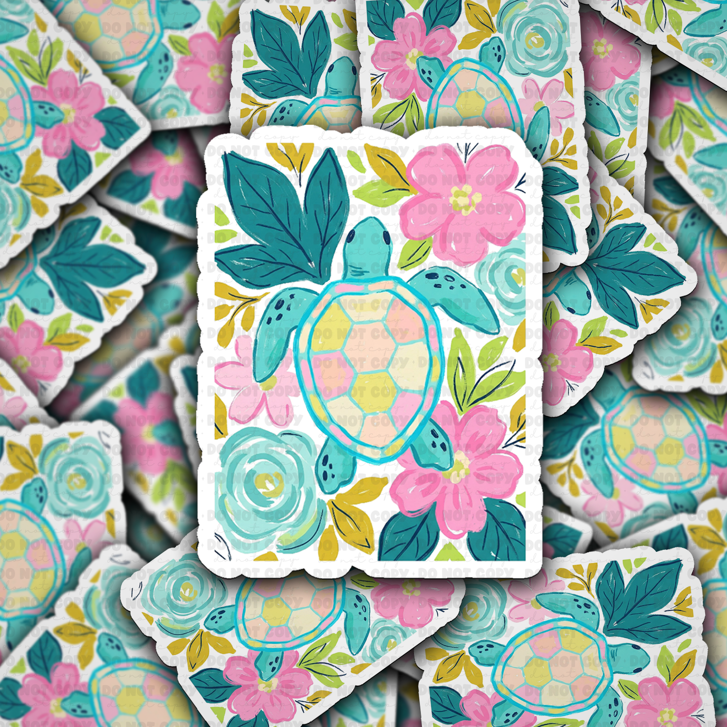 DS 2798 - Boho sea turtle Die Cut sticker