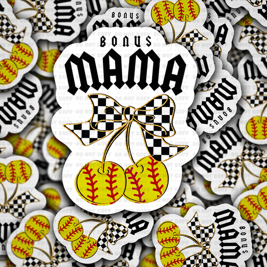 DC 1844 - Bonus mama softball cherries Die Cut Sticker