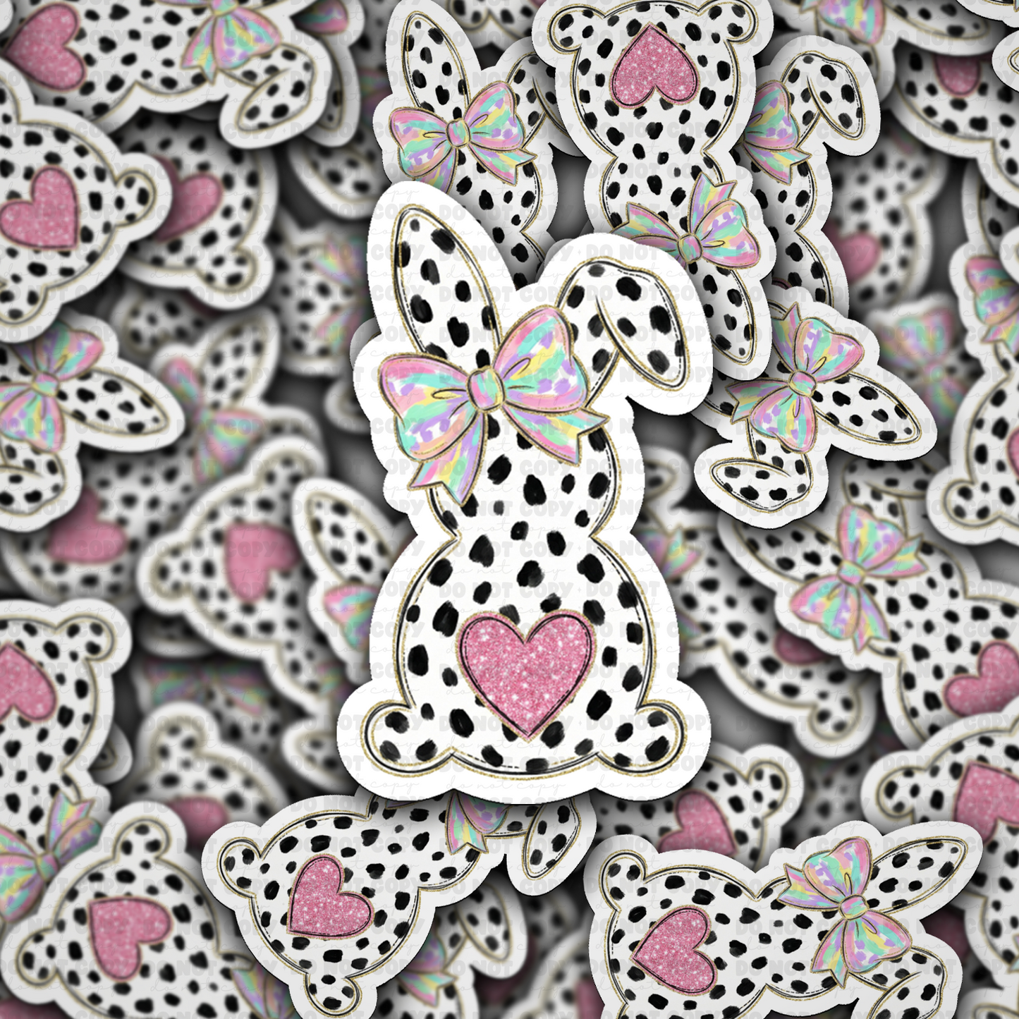 DS - 2703 Cow Easter bunny Die Cut sticker