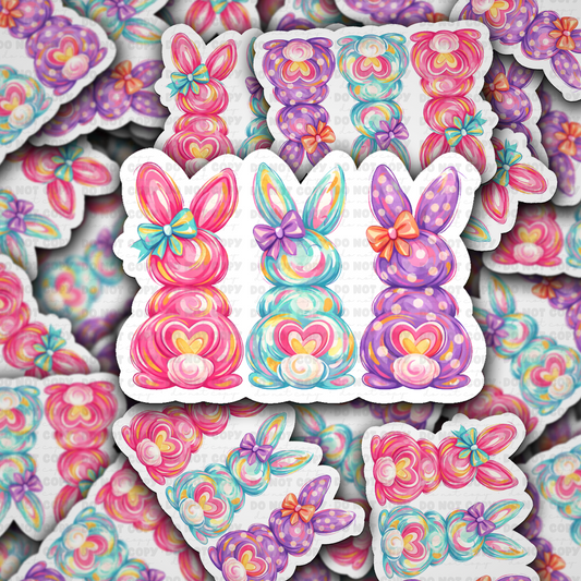 DS - 2637 Bunnies with coquette bow Die Cut sticker