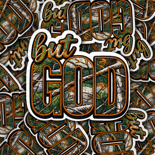 DS 2864 - But God camo Die Cut sticker