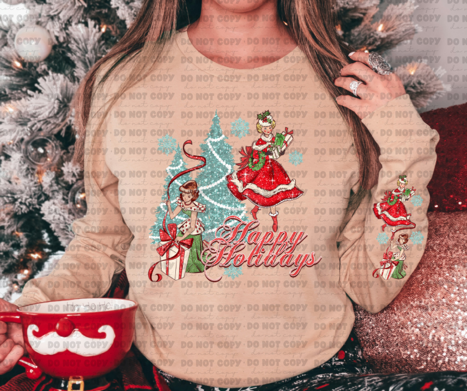 3044 Happy Holidays with sleeve *DREAM TRANSFER* DTF