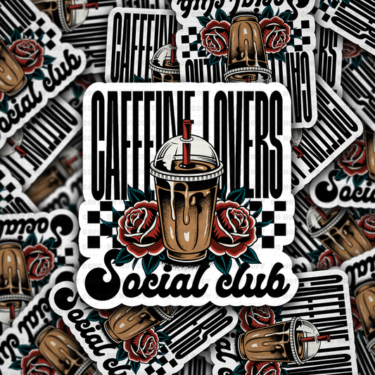 DC 2075 - Caffiene lover social club Die Cut Sticker