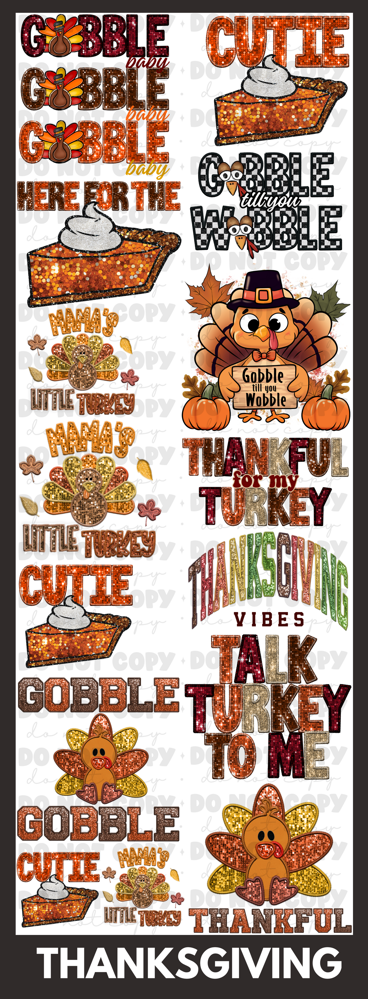 Premade Thanksgiving Gang Sheet 22x60