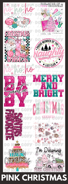 Premade Pink Christmas Gang Sheet 22x60