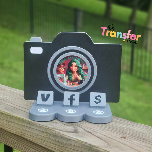 Camera photography Social Media and Payment Stand - Tap to go to Business Info *Custom to fit your brand*