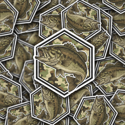 DC 2146 - Camo fish Die Cut Sticker