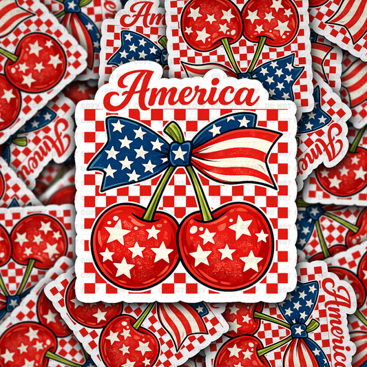 DS 2929 - American Flag Cherries Die Cut sticker