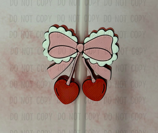 Cherry with bow straw topper