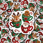 DC 2183 - Christmas coffee cups faux yarn Die Cut Sticker
